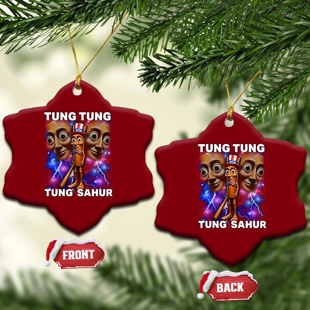 Tung Tung Sahur Italian Brainrot 4th Of July Meme Ceramic Ornament TS14 Print Your Wear
