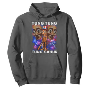 Tung Tung Sahur Italian Brainrot 4th Of July Meme Hoodie TS14 Dark Heather Print Your Wear