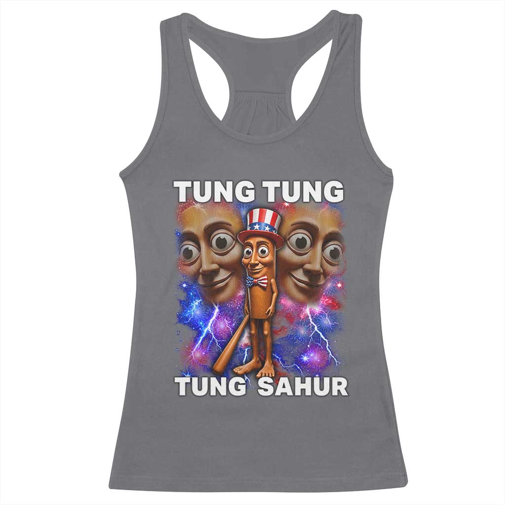 Tung Tung Sahur Italian Brainrot 4th Of July Meme Racerback Tank Top TS14 Charcoal Print Your Wear