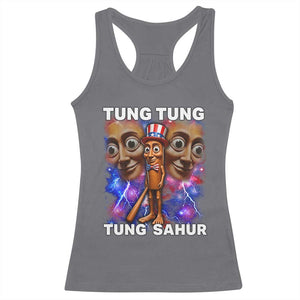 Tung Tung Sahur Italian Brainrot 4th Of July Meme Racerback Tank Top TS14 Charcoal Print Your Wear
