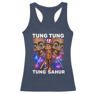 Tung Tung Sahur Italian Brainrot 4th Of July Meme Racerback Tank Top TS14 Navy Print Your Wear