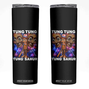 Tung Tung Sahur Italian Brainrot 4th Of July Meme Skinny Tumbler TS14 Black Print Your Wear