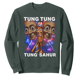 Tung Tung Sahur Italian Brainrot 4th Of July Meme Sweatshirt TS14 Dark Forest Green Print Your Wear