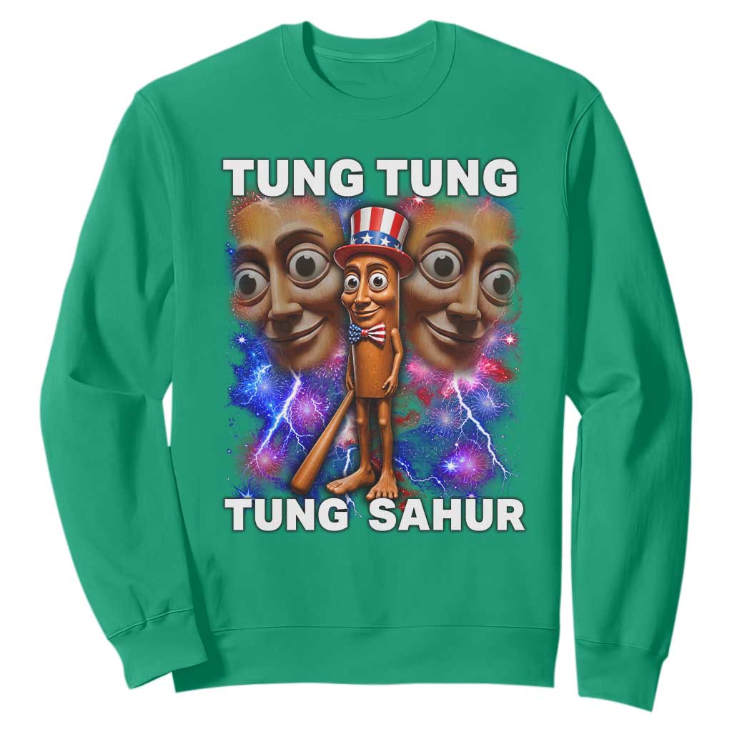 Tung Tung Sahur Italian Brainrot 4th Of July Meme Sweatshirt TS14 Irish Green Print Your Wear
