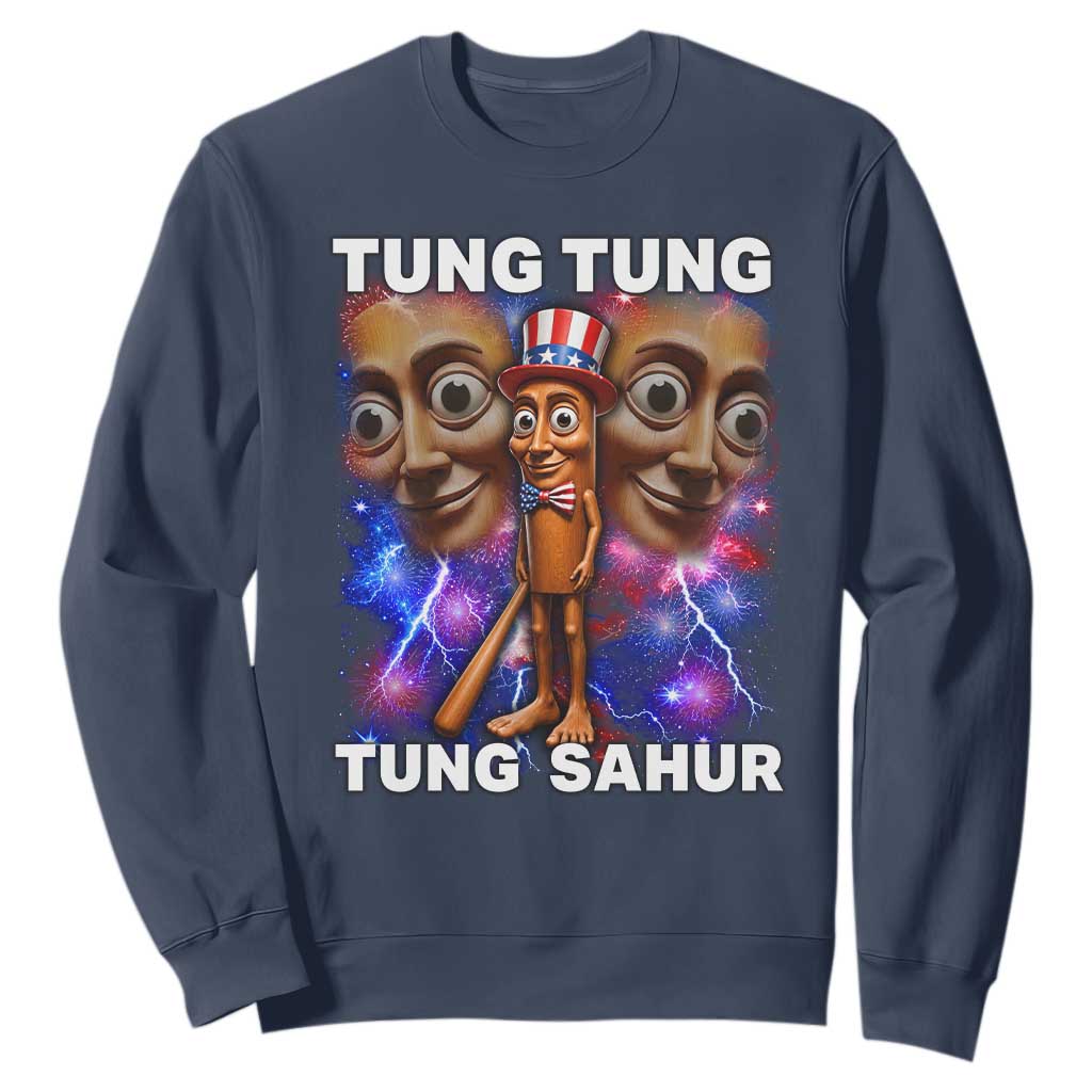Tung Tung Sahur Italian Brainrot 4th Of July Meme Sweatshirt TS14 Navy Print Your Wear