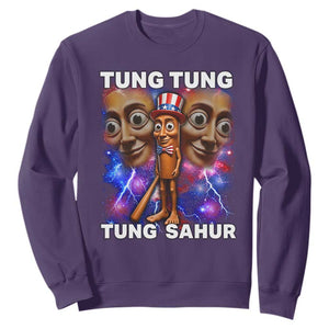 Tung Tung Sahur Italian Brainrot 4th Of July Meme Sweatshirt TS14 Purple Print Your Wear