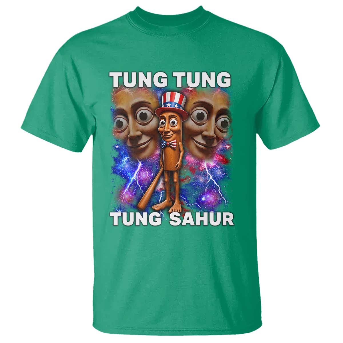 Tung Tung Sahur Italian Brainrot 4th Of July Meme T Shirt TS14 Irish Green Print Your Wear