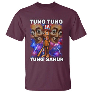Tung Tung Sahur Italian Brainrot 4th Of July Meme T Shirt TS14 Maroon Print Your Wear