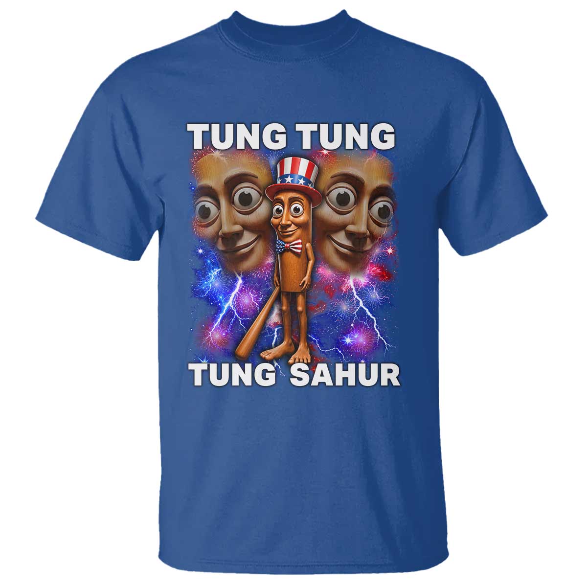 Tung Tung Sahur Italian Brainrot 4th Of July Meme T Shirt TS14 Royal Blue Print Your Wear