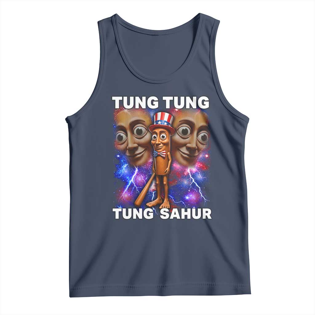 Tung Tung Sahur Italian Brainrot 4th Of July Meme Tank Top TS14 Navy Print Your Wear