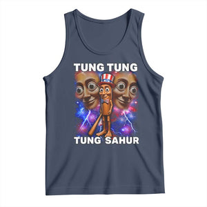 Tung Tung Sahur Italian Brainrot 4th Of July Meme Tank Top TS14 Navy Print Your Wear