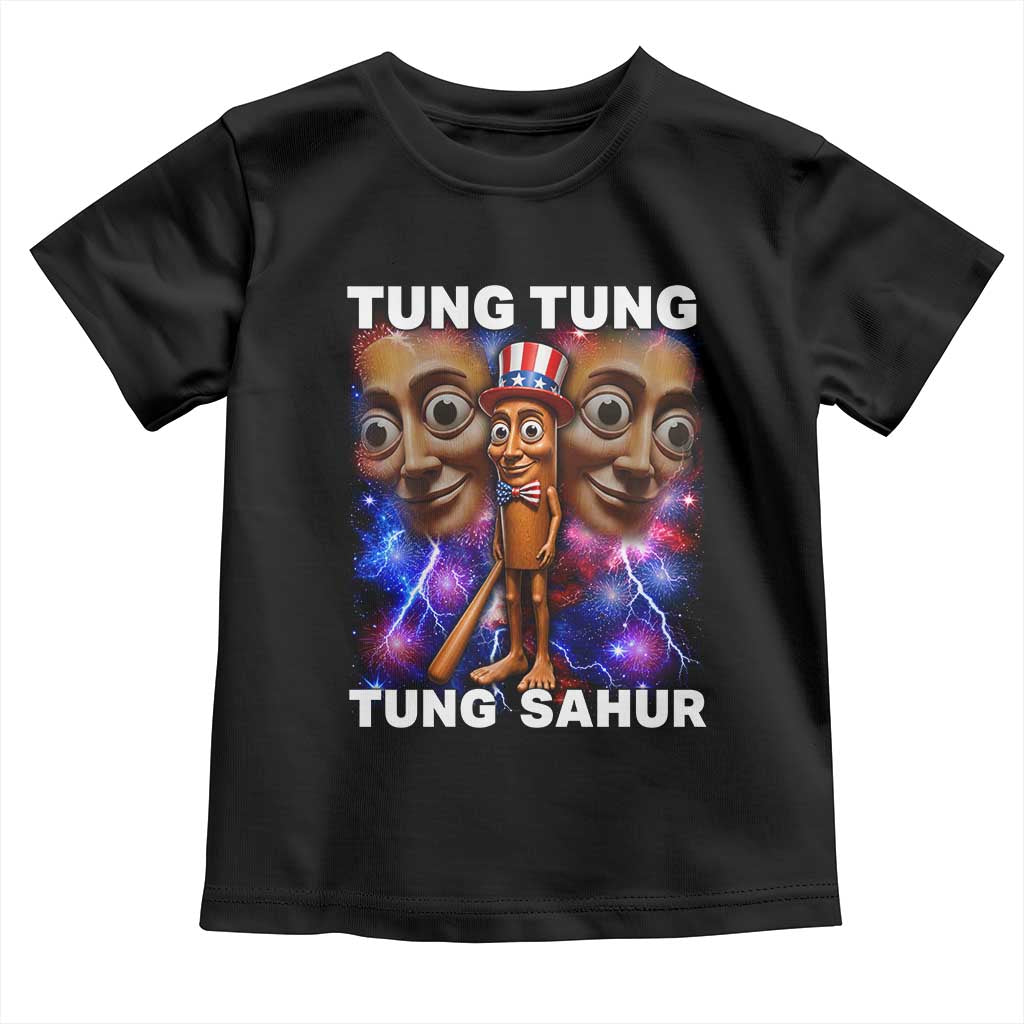 Tung Tung Sahur Italian Brainrot 4th Of July Meme Toddler T Shirt TS14 Black Print Your Wear