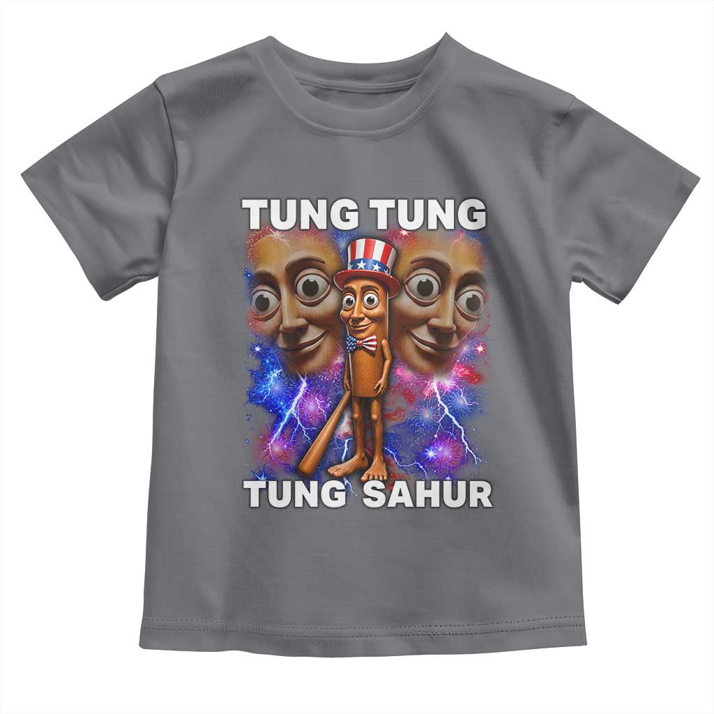 Tung Tung Sahur Italian Brainrot 4th Of July Meme Toddler T Shirt TS14 Charcoal Print Your Wear