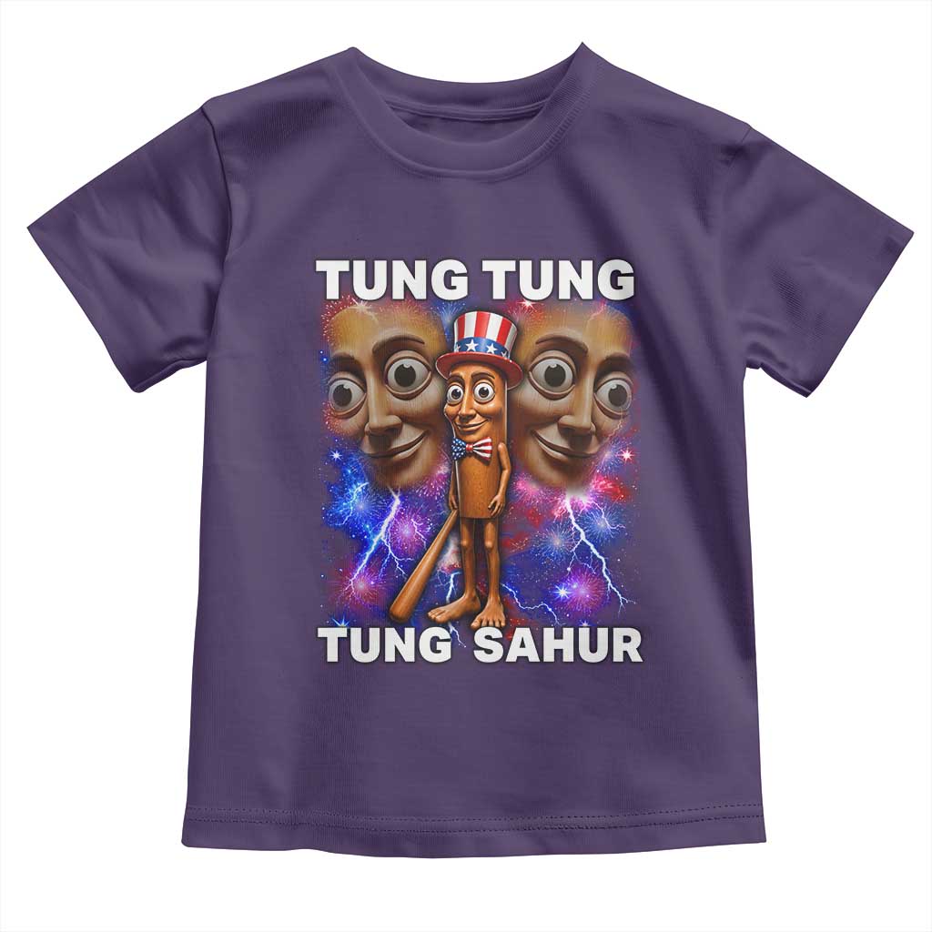 Tung Tung Sahur Italian Brainrot 4th Of July Meme Toddler T Shirt TS14 Purple Print Your Wear