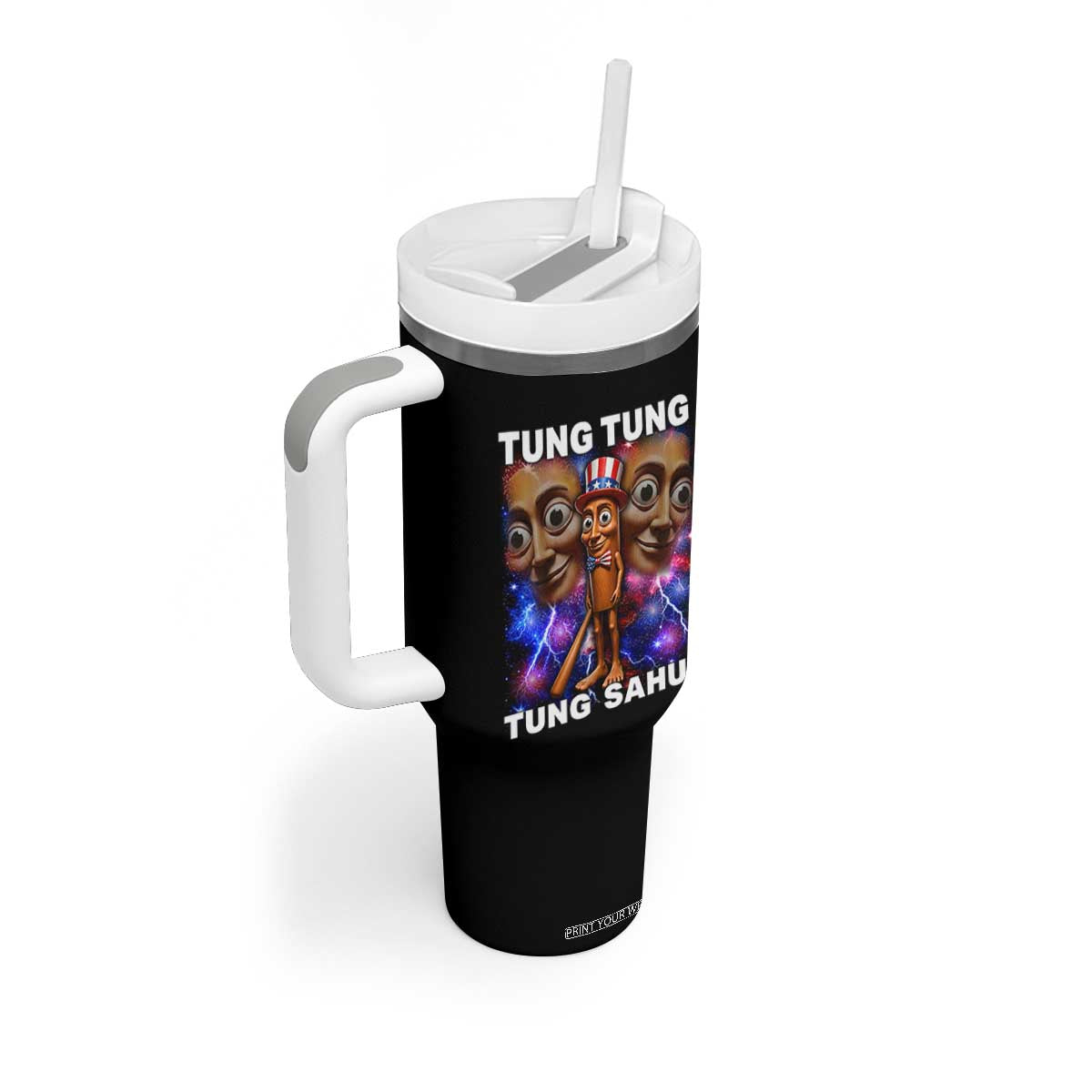 Tung Tung Sahur Italian Brainrot 4th Of July Meme Tumbler With Handle TS14 Print Your Wear