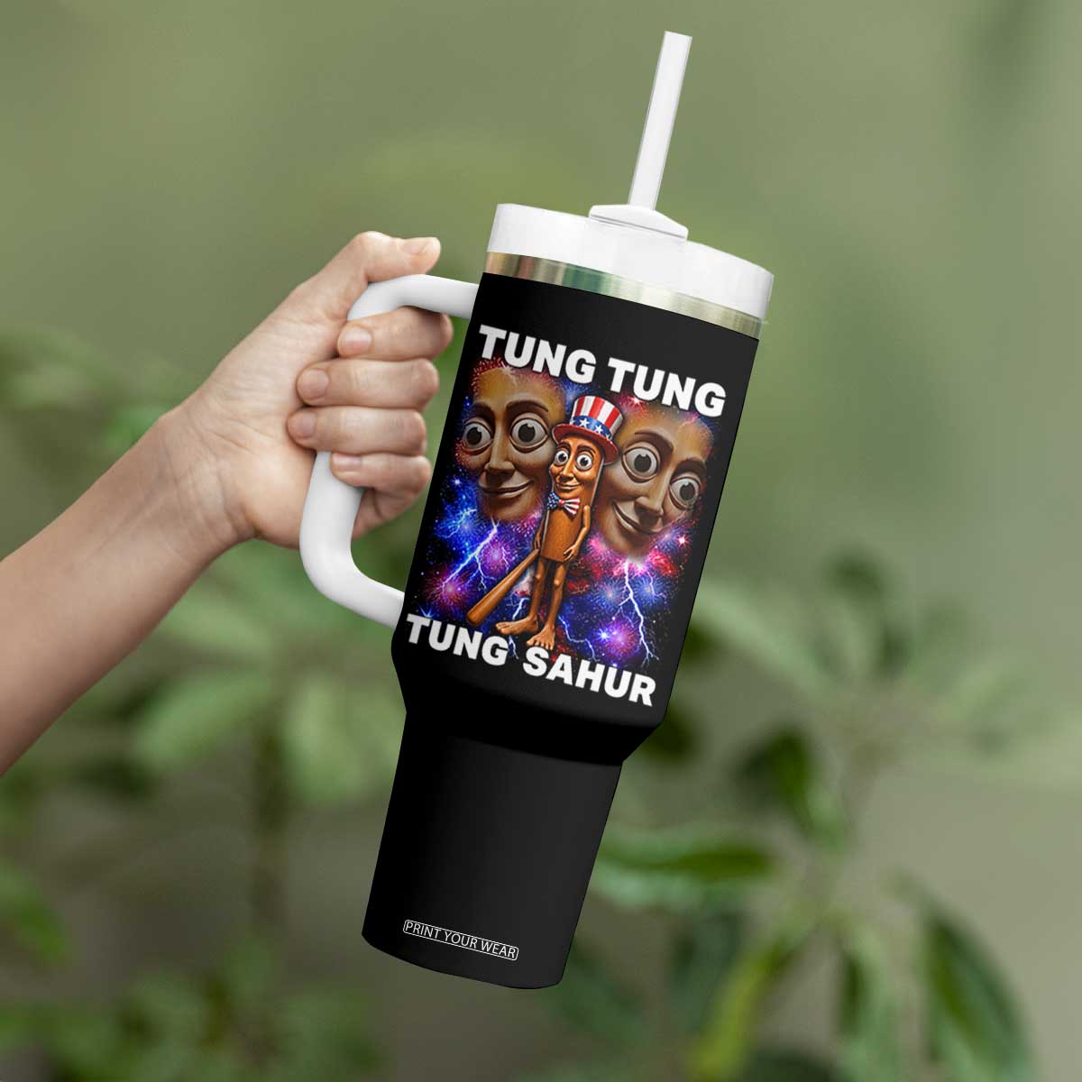 Tung Tung Sahur Italian Brainrot 4th Of July Meme Tumbler With Handle TS14 Print Your Wear