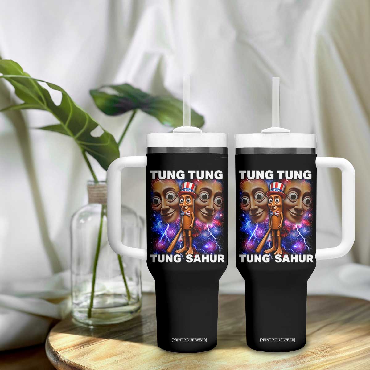 Tung Tung Sahur Italian Brainrot 4th Of July Meme Tumbler With Handle TS14 Print Your Wear