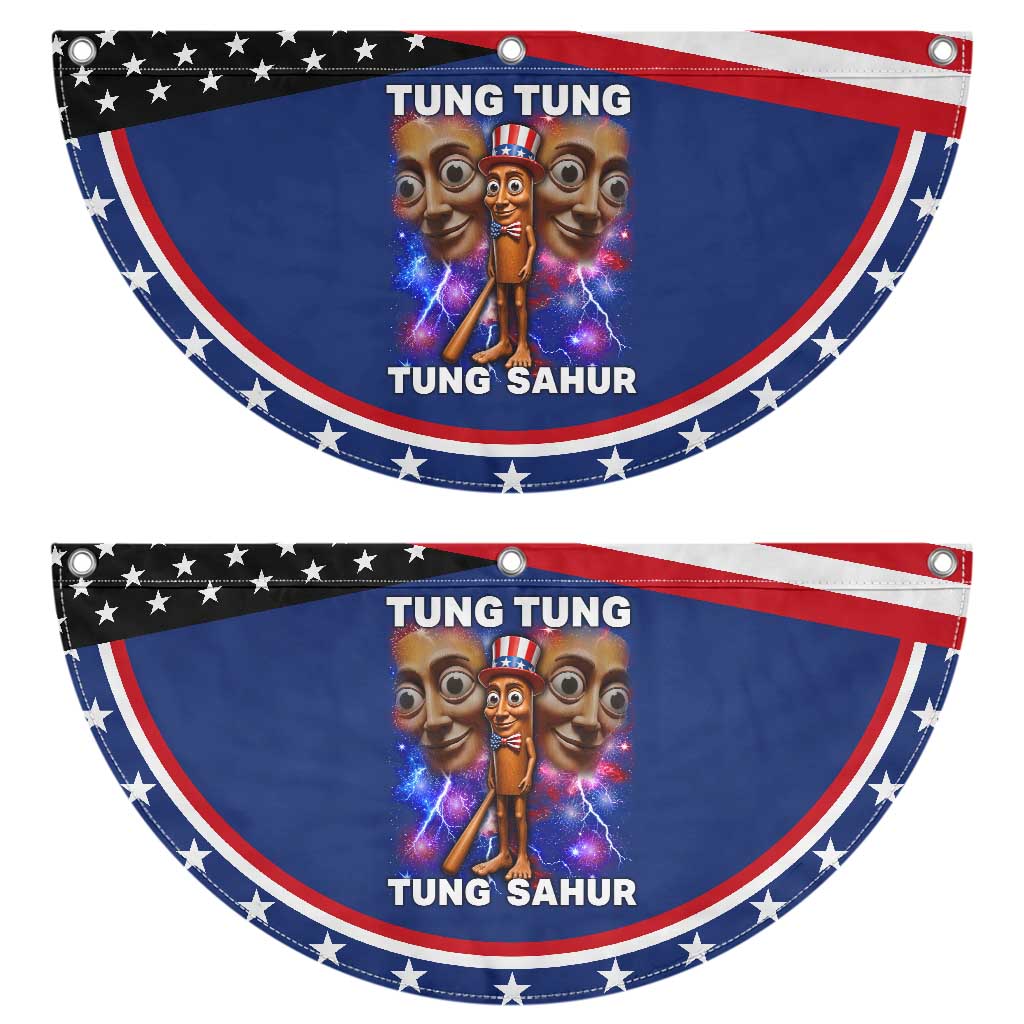Tung Tung Sahur Italian Brainrot 4th Of July Meme Patriotic Fan Flag