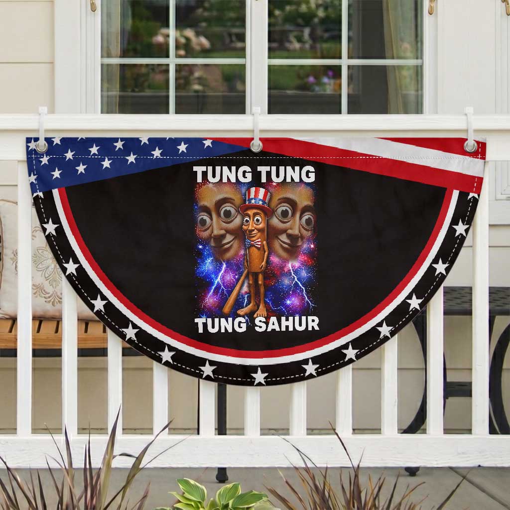 Tung Tung Sahur Italian Brainrot 4th Of July Meme Patriotic Fan Flag