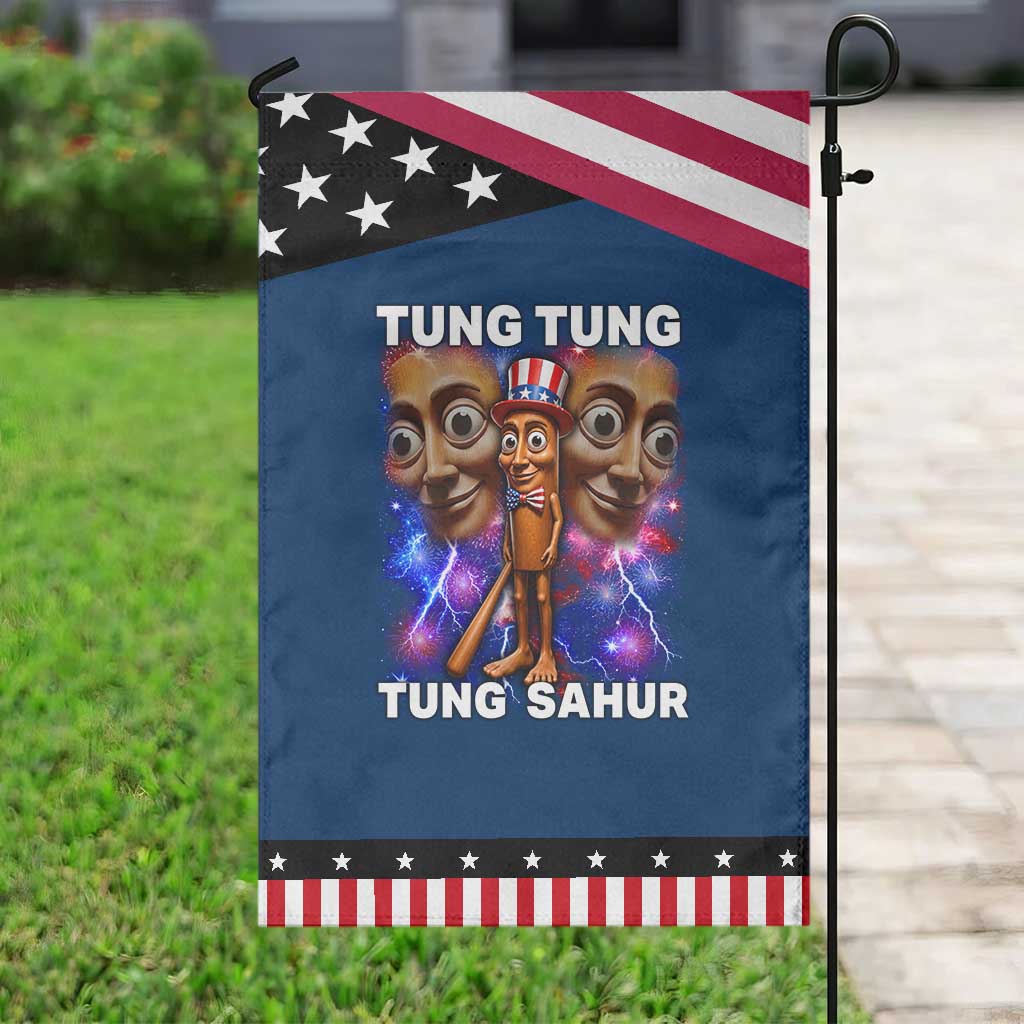 Tung Tung Sahur Italian Brainrot 4th Of July Meme Patriotic Garden Flag