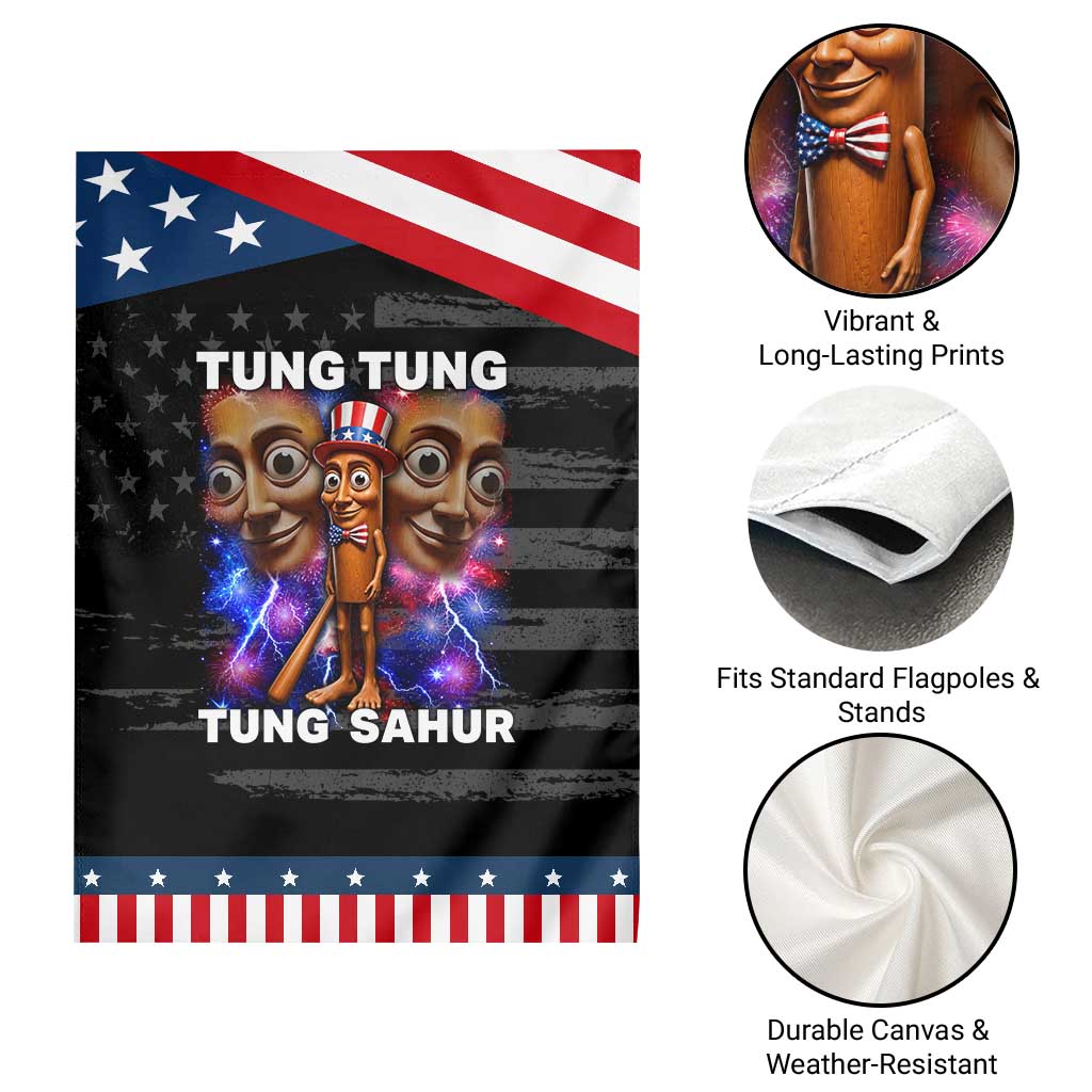 Tung Tung Sahur Italian Brainrot 4th Of July Meme Patriotic Garden Flag