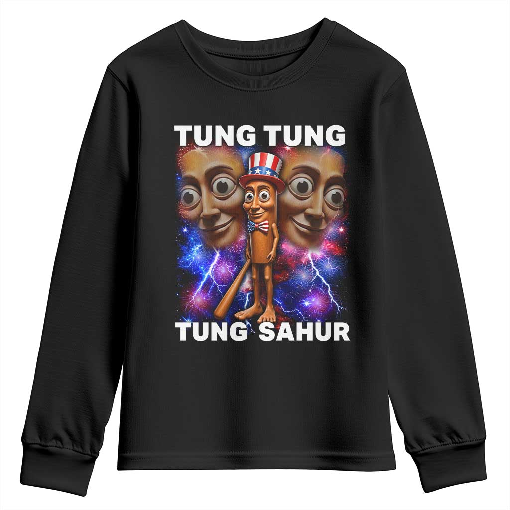 Tung Tung Sahur Italian Brainrot 4th Of July Meme Youth Sweatshirt TS14 Black Print Your Wear