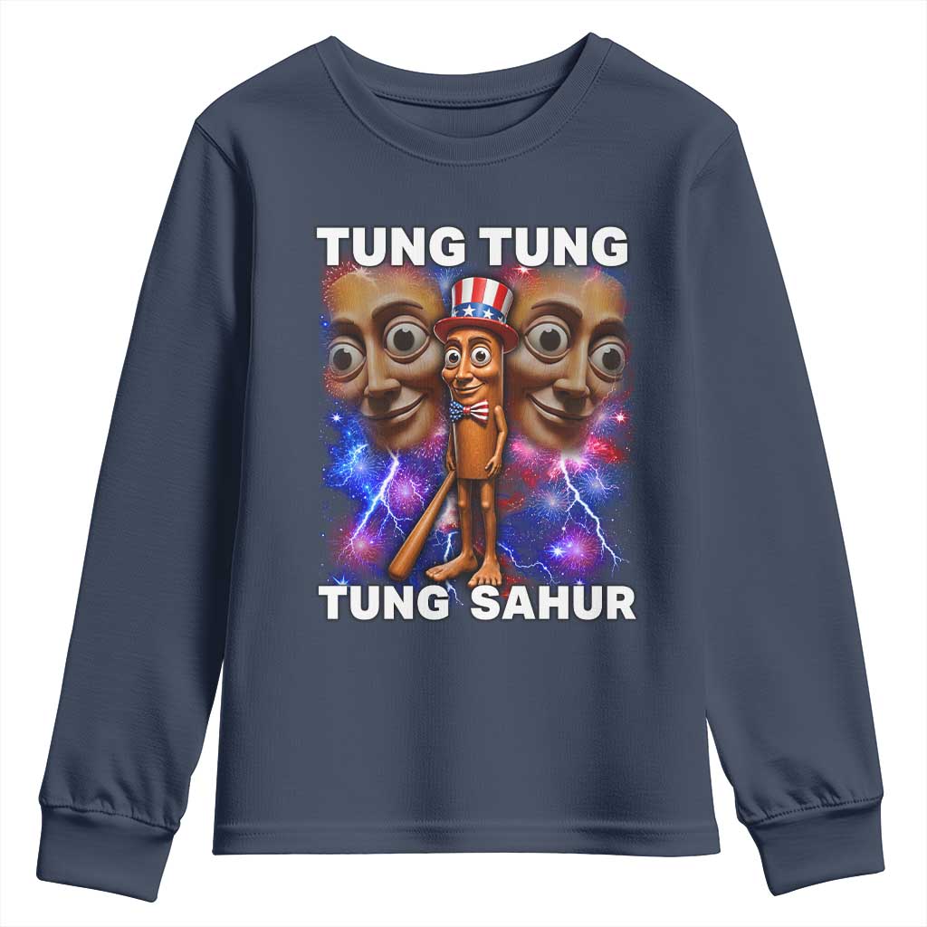 Tung Tung Sahur Italian Brainrot 4th Of July Meme Youth Sweatshirt TS14 Navy Print Your Wear