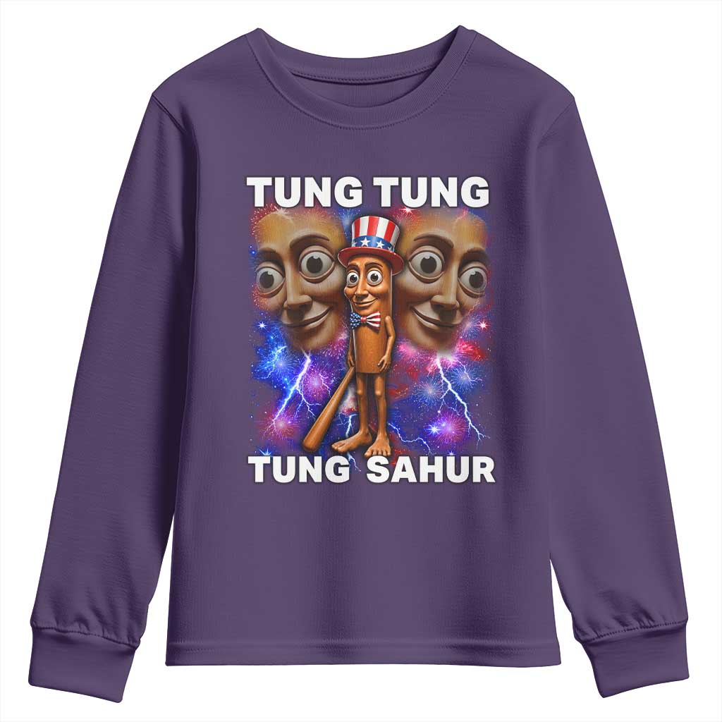 Tung Tung Sahur Italian Brainrot 4th Of July Meme Youth Sweatshirt TS14 Purple Print Your Wear