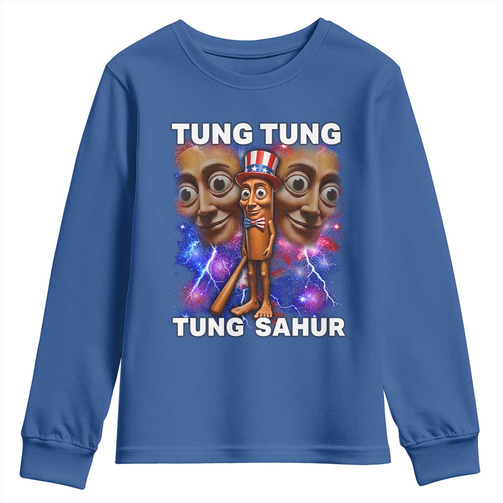 Tung Tung Sahur Italian Brainrot 4th Of July Meme Youth Sweatshirt TS14 Royal Blue Print Your Wear