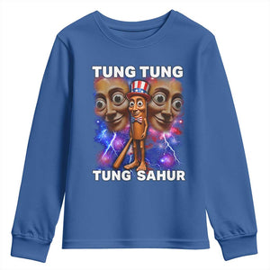 Tung Tung Sahur Italian Brainrot 4th Of July Meme Youth Sweatshirt TS14 Royal Blue Print Your Wear
