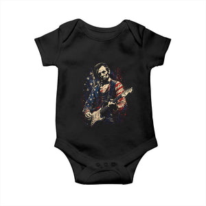Abraham Lincoln Playing Guitar 4th of July Baby Onesie TS14 Black Print Your Wear