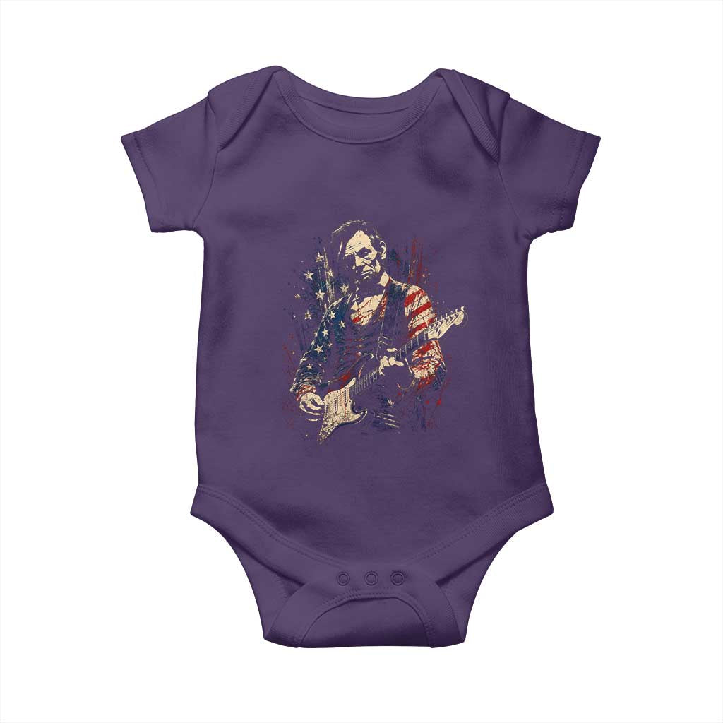 Abraham Lincoln Playing Guitar 4th of July Baby Onesie TS14 Purple Print Your Wear
