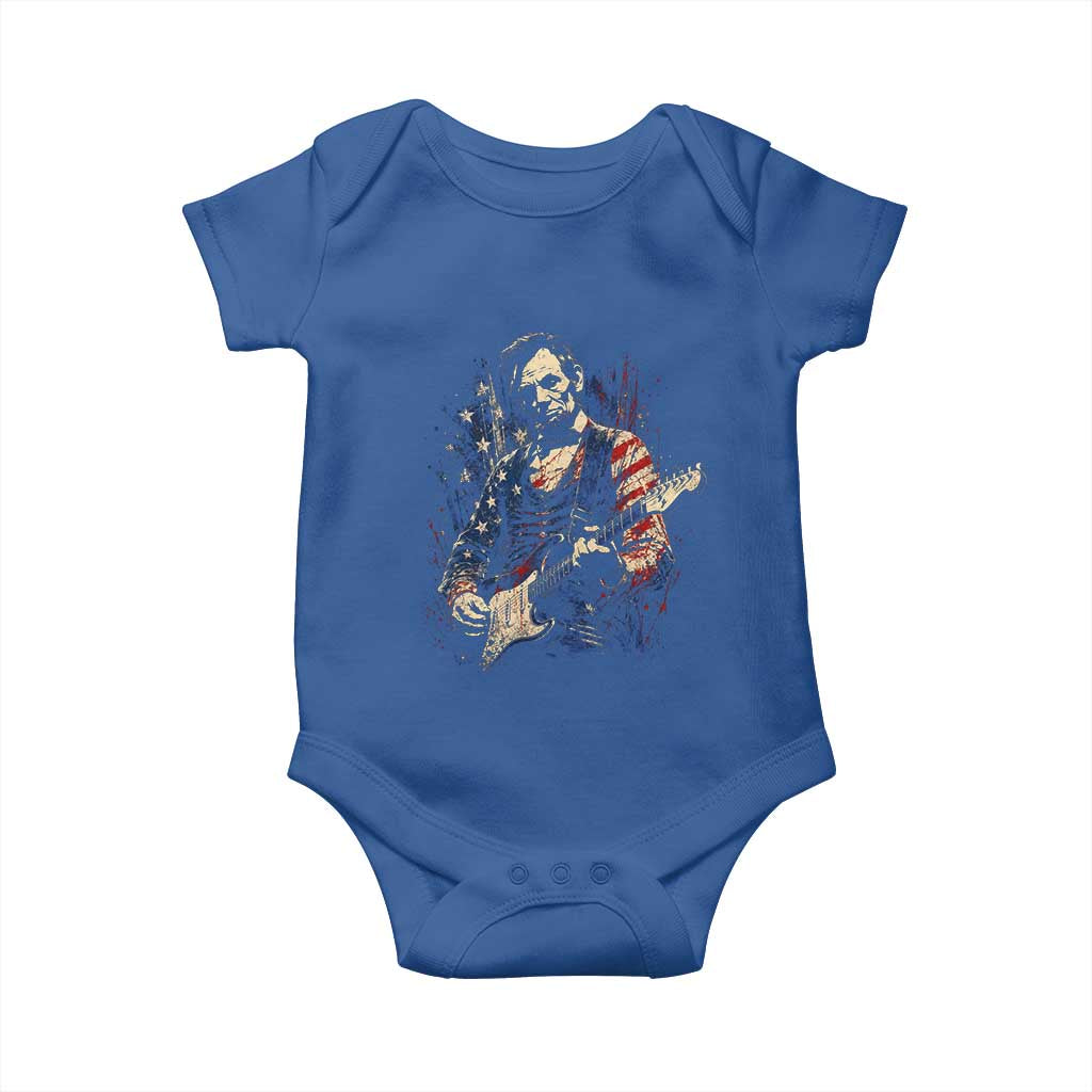 Abraham Lincoln Playing Guitar 4th of July Baby Onesie TS14 Royal Blue Print Your Wear