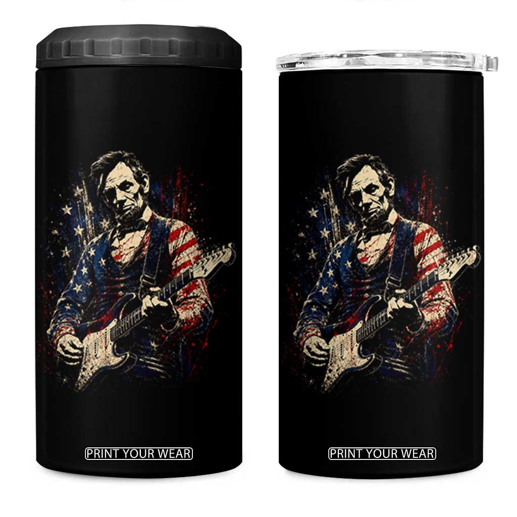 Abraham Lincoln Playing Guitar 4th of July 4 in 1 Can Cooler Tumbler TS14 One Size: 16 oz Black Print Your Wear