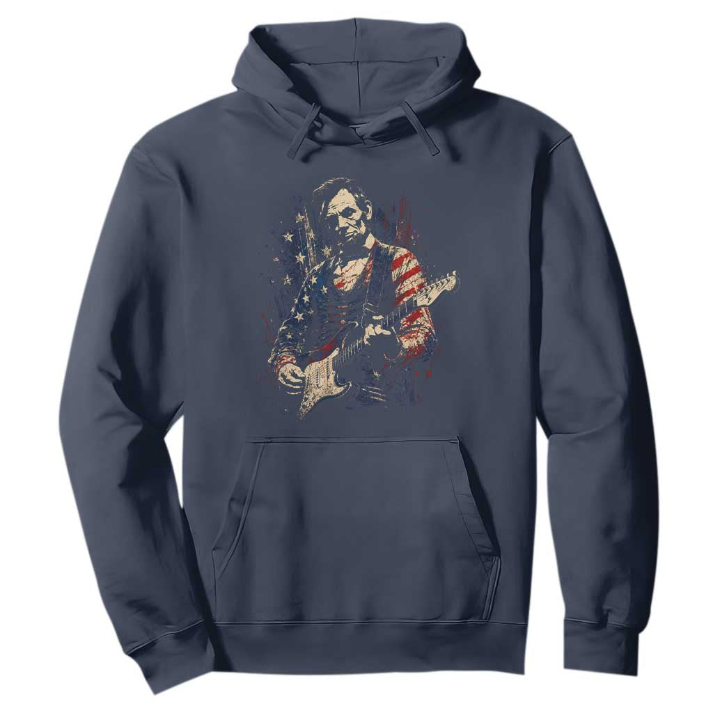 Abraham Lincoln Playing Guitar 4th of July Hoodie TS14 Navy Print Your Wear