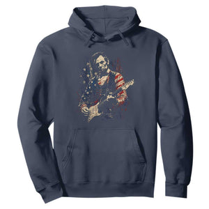 Abraham Lincoln Playing Guitar 4th of July Hoodie TS14 Navy Print Your Wear
