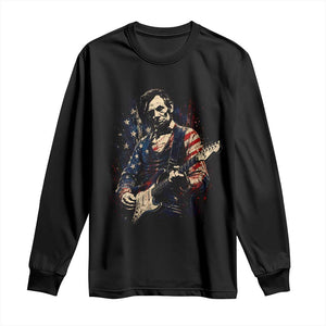 Abraham Lincoln Playing Guitar 4th of July Long Sleeve Shirt TS14 Black Print Your Wear