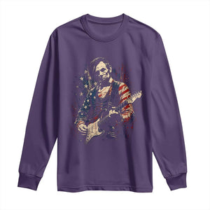 Abraham Lincoln Playing Guitar 4th of July Long Sleeve Shirt TS14 Purple Print Your Wear