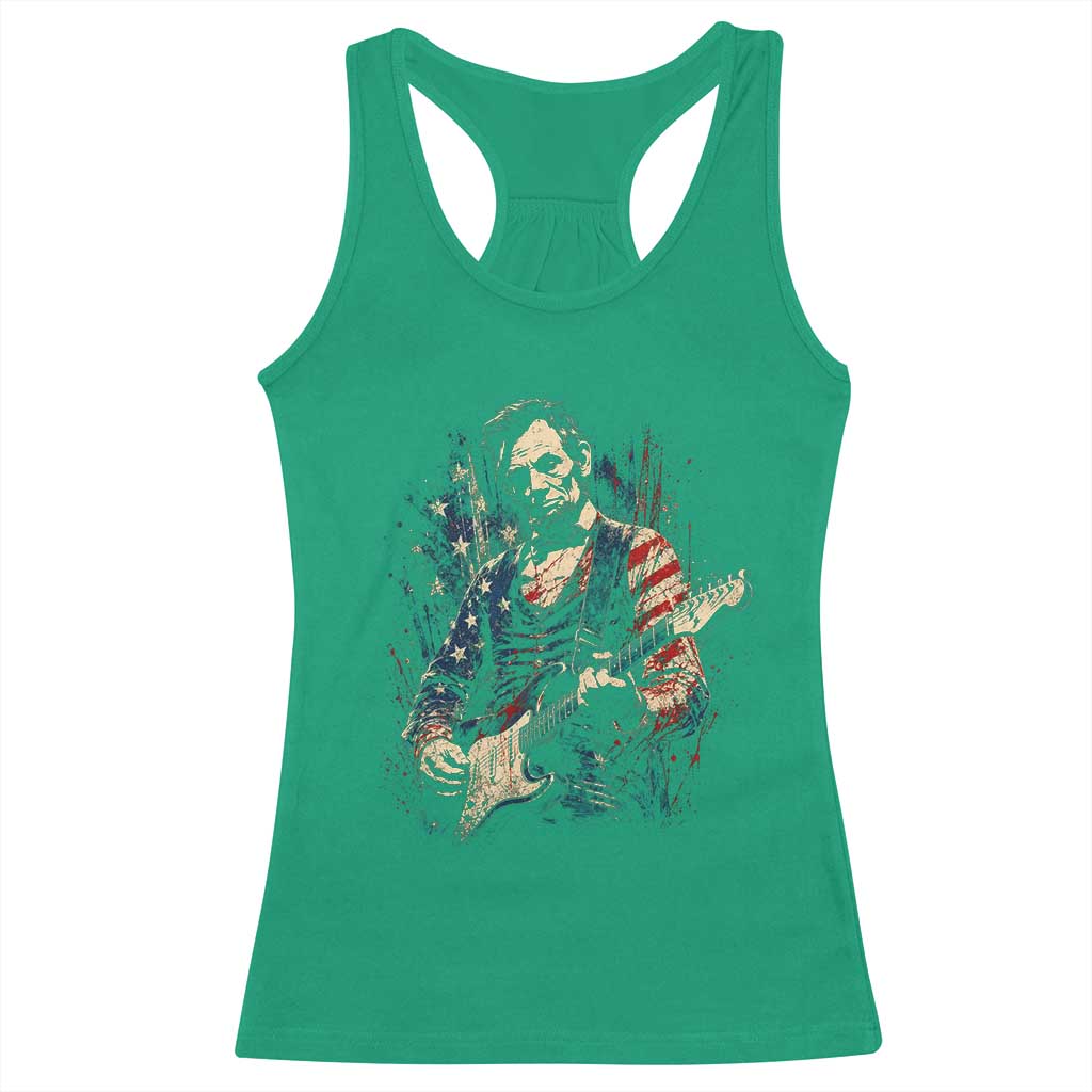 Abraham Lincoln Playing Guitar 4th of July Racerback Tank Top TS14 Irish Green Print Your Wear