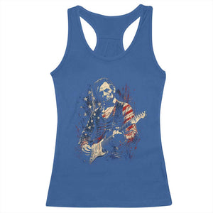 Abraham Lincoln Playing Guitar 4th of July Racerback Tank Top TS14 Royal Blue Print Your Wear