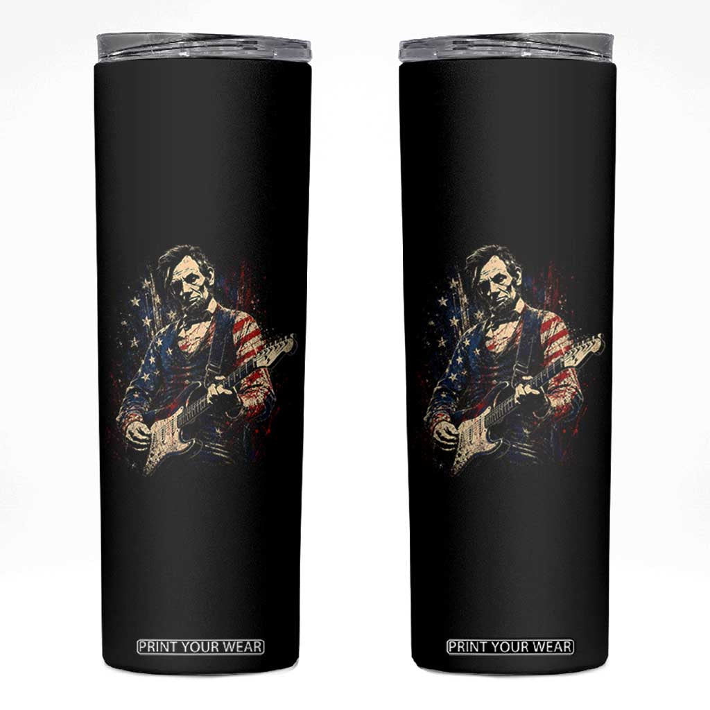 Abraham Lincoln Playing Guitar 4th of July Skinny Tumbler TS14 Black Print Your Wear