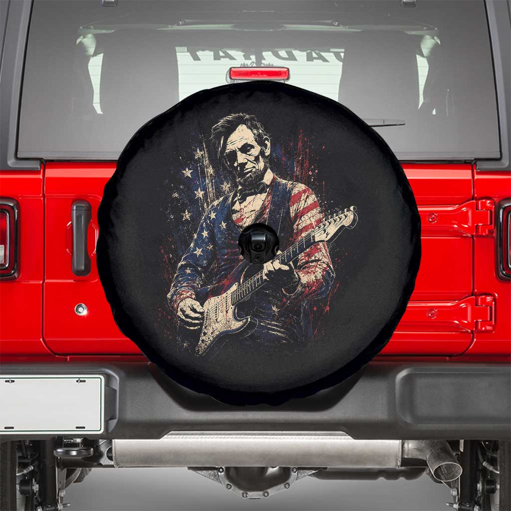 Abraham Lincoln Playing Guitar 4th of July Spare Tire Cover TS14 Black Print Your Wear