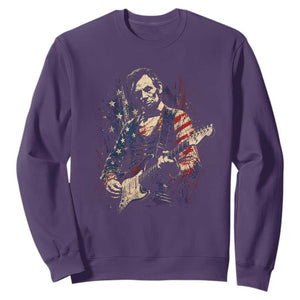 Abraham Lincoln Playing Guitar 4th of July Sweatshirt TS14 Purple Print Your Wear