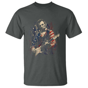 Abraham Lincoln Playing Guitar 4th of July T Shirt TS14 Dark Heather Print Your Wear