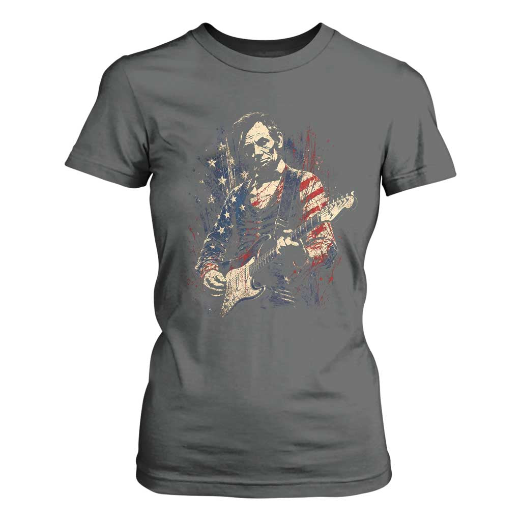 Abraham Lincoln Playing Guitar 4th of July T Shirt For Women TS14 Dark Heather Print Your Wear