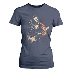 Abraham Lincoln Playing Guitar 4th of July T Shirt For Women TS14 Navy Print Your Wear