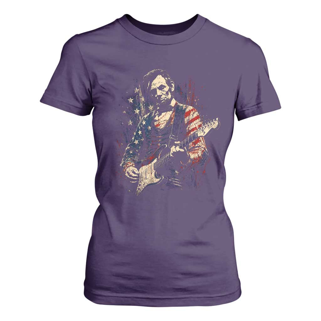 Abraham Lincoln Playing Guitar 4th of July T Shirt For Women TS14 Purple Print Your Wear