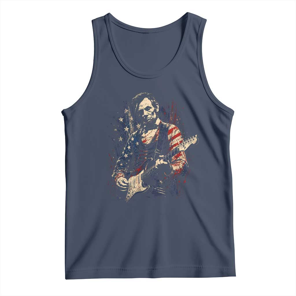 Abraham Lincoln Playing Guitar 4th of July Tank Top TS14 Navy Print Your Wear
