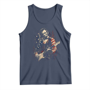 Abraham Lincoln Playing Guitar 4th of July Tank Top TS14 Navy Print Your Wear