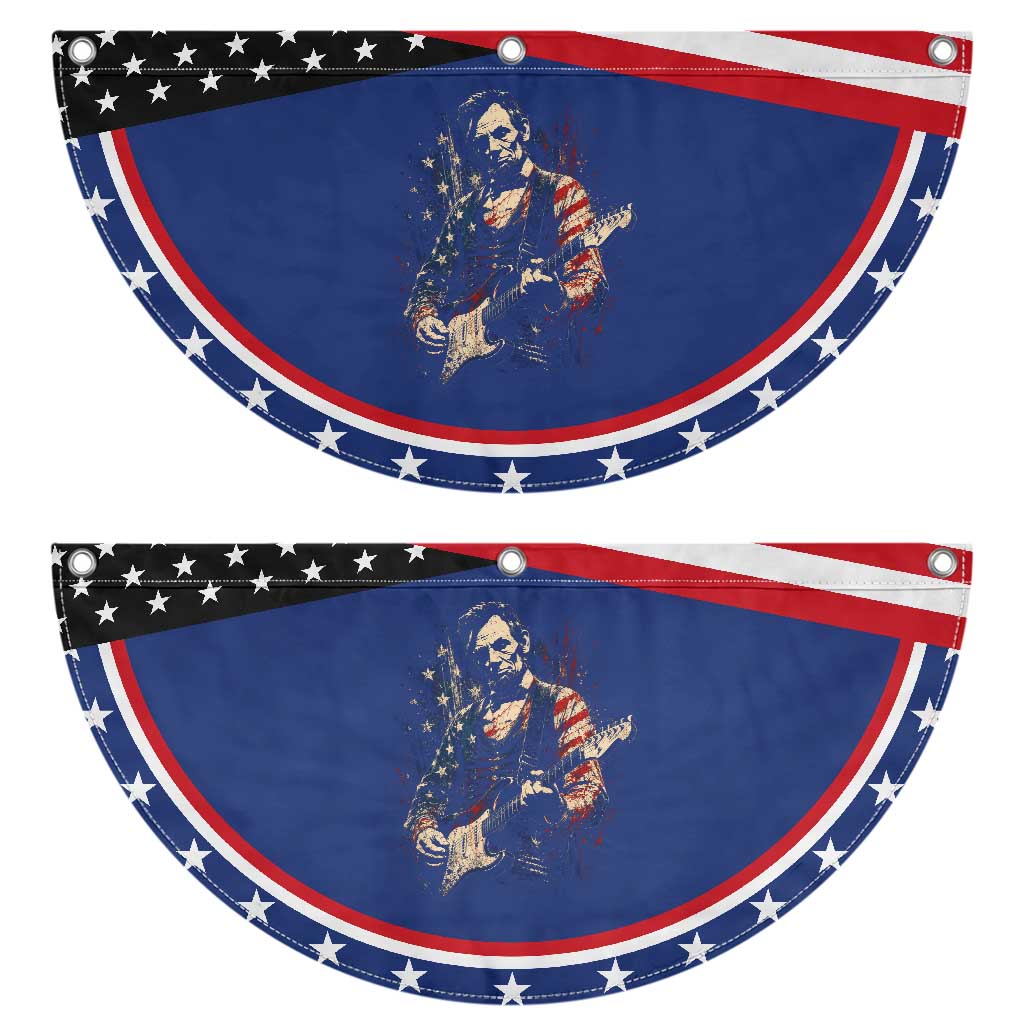Abraham Lincoln Playing Guitar 4th of July Patriotic Fan Flag